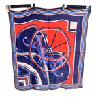 Hermes Carre 90 George Washington's Carriage Wash Silk Red Blue — view 2