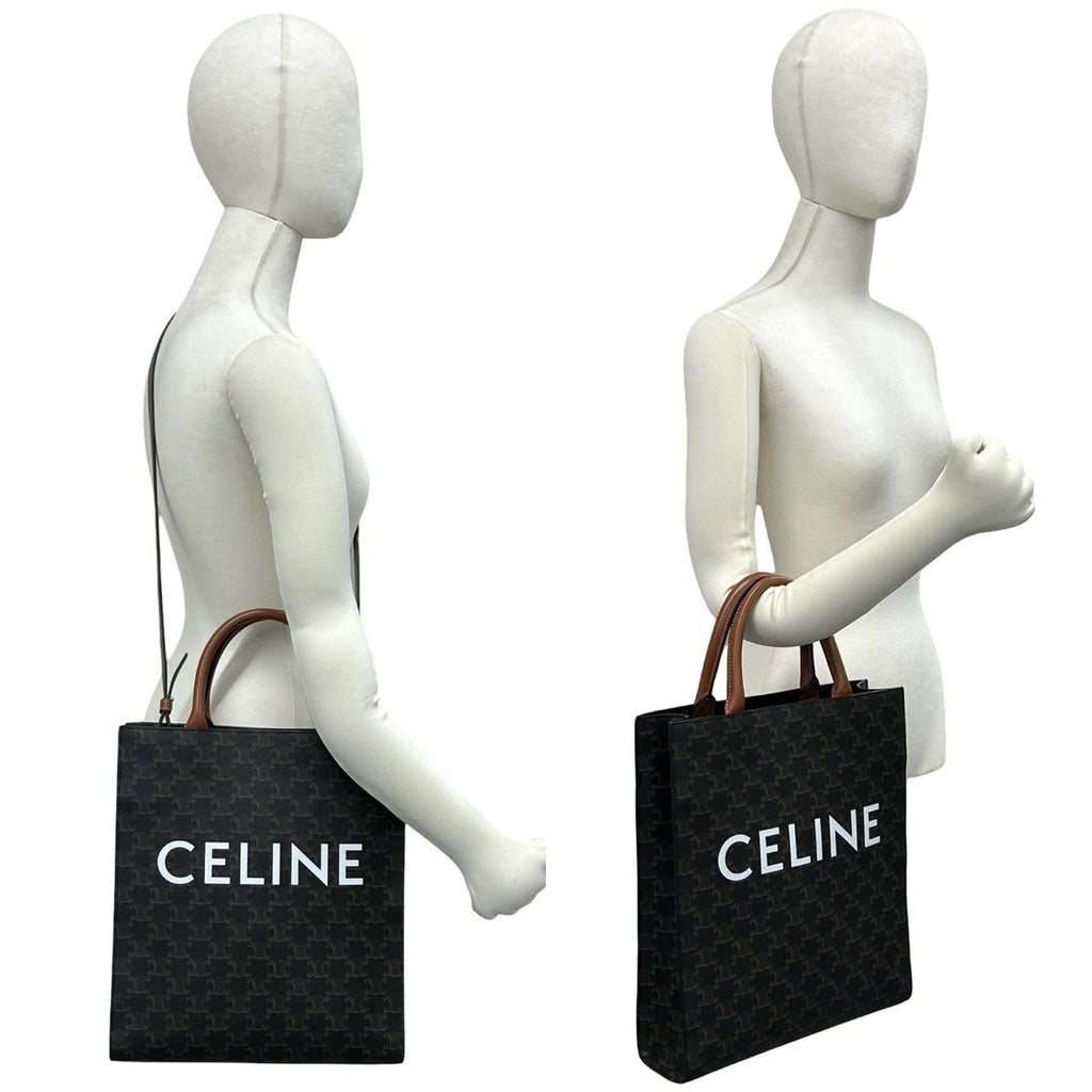 Celine Vertical Cabas Small Leather 2-Way Mini Tote Shoulder Bag Brown — view 2