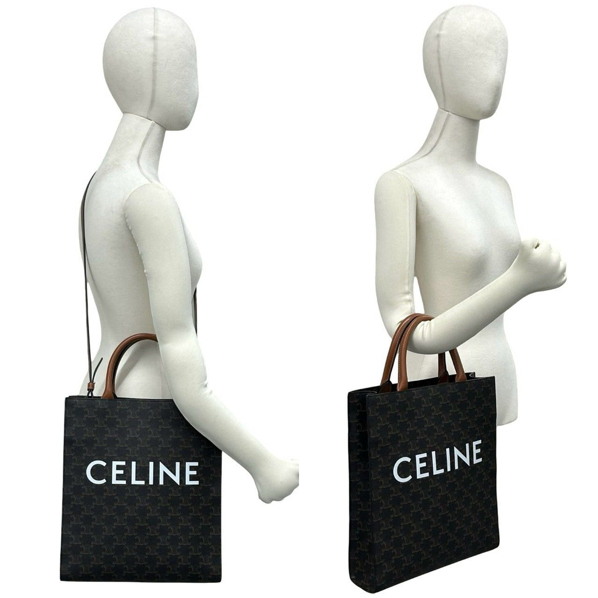 Celine Vertical Cabas Small Leather 2-Way Mini Tote Shoulder Bag Brown — view 2