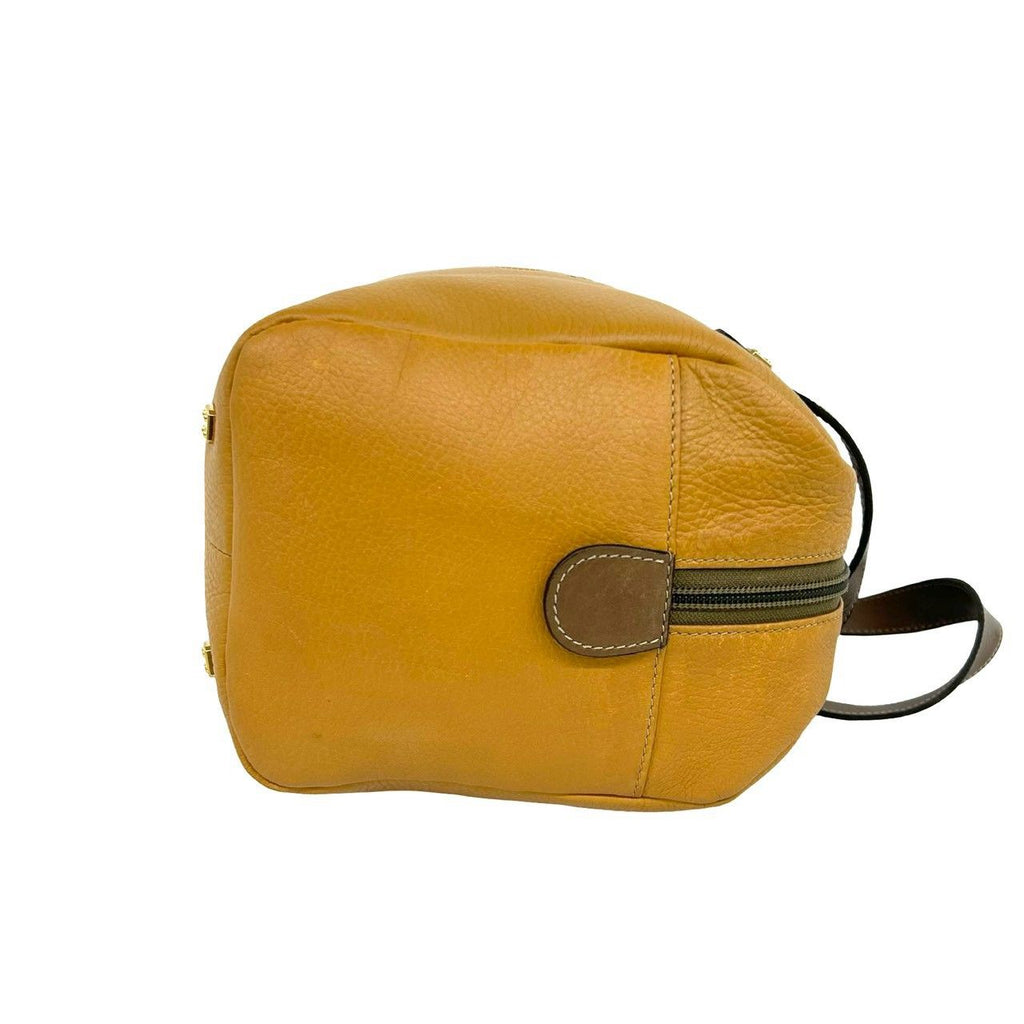 Loewe Anagram Logo Stamp Leather Mini Boston Bag Bicolor Brown Camel — view 6
