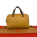 Loewe Anagram Logo Stamp Leather Mini Boston Bag Bicolor Brown Camel