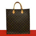 Louis Vuitton Sac Plat Monogram Leather Tote Bag Business Brown