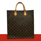 Louis Vuitton Sac Plat Monogram Leather Tote Bag Business Brown