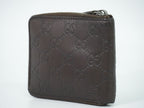 Gucci Guccissima Leather Zip Around Bifold Folded Wallet Compact Brown — view 2