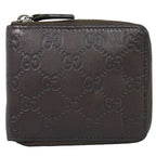 Gucci Guccissima Leather Zip Around Bifold Folded Wallet Compact Brown