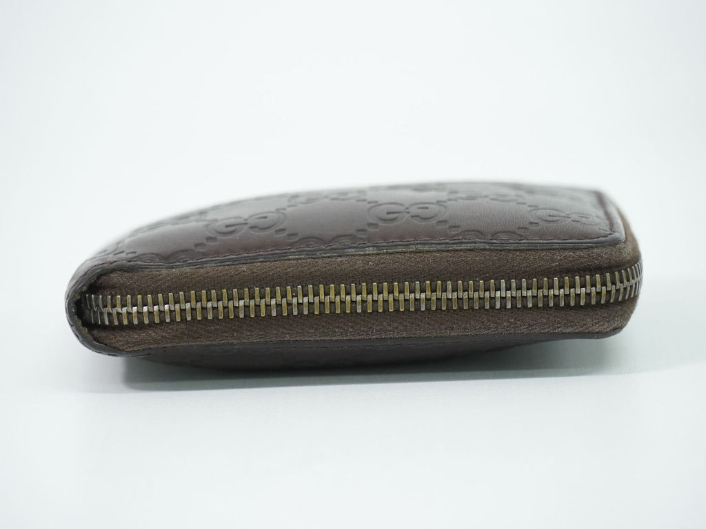 Gucci Guccissima Leather Zip Around Bifold Folded Wallet Compact Brown — view 3