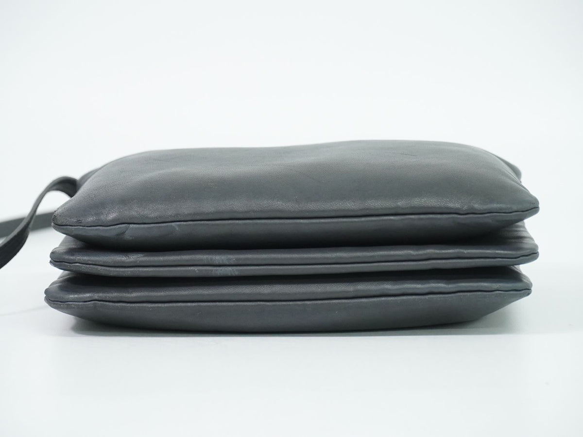 Celine Trio Small Shoulder Bag Pochette Leather Gray — view 3