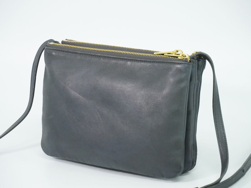 Celine Trio Small Shoulder Bag Pochette Leather Gray — view 2