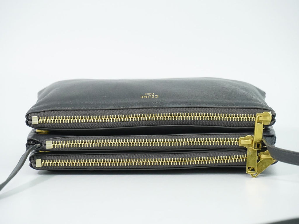 Celine Trio Small Shoulder Bag Pochette Leather Gray — view 5