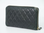 Chanel Quilted CC Logo Zip Around Wallet Lambskin Leather Black — view 2