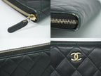 Chanel Quilted CC Logo Zip Around Wallet Lambskin Leather Black — view 6