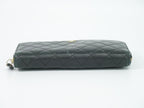 Chanel Quilted CC Logo Zip Around Wallet Lambskin Leather Black — view 3