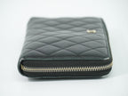 Chanel Quilted CC Logo Zip Around Wallet Lambskin Leather Black — view 4