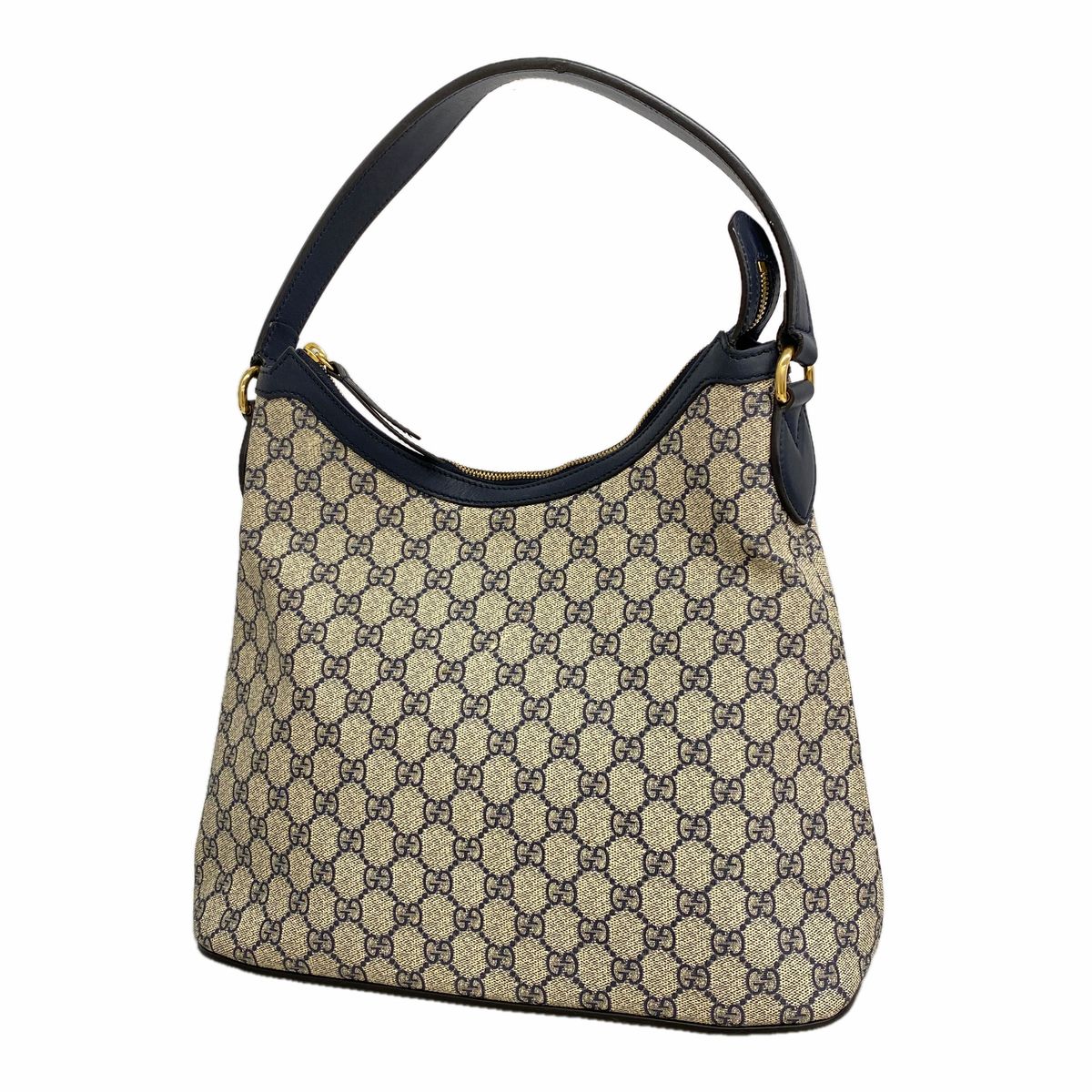 Gucci Shoulder Bag GG Supreme Beige Navy Red Gold