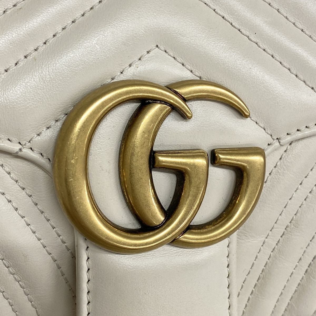 Gucci Shoulder Bag GG Marmont Leather Ivory Gold — view 8