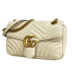 Gucci Shoulder Bag GG Marmont Leather Ivory Gold