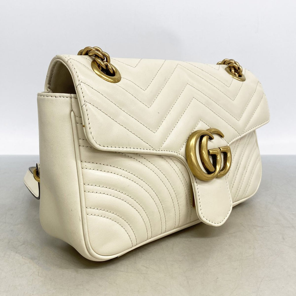 Gucci Shoulder Bag GG Marmont Leather Ivory Gold — view 2