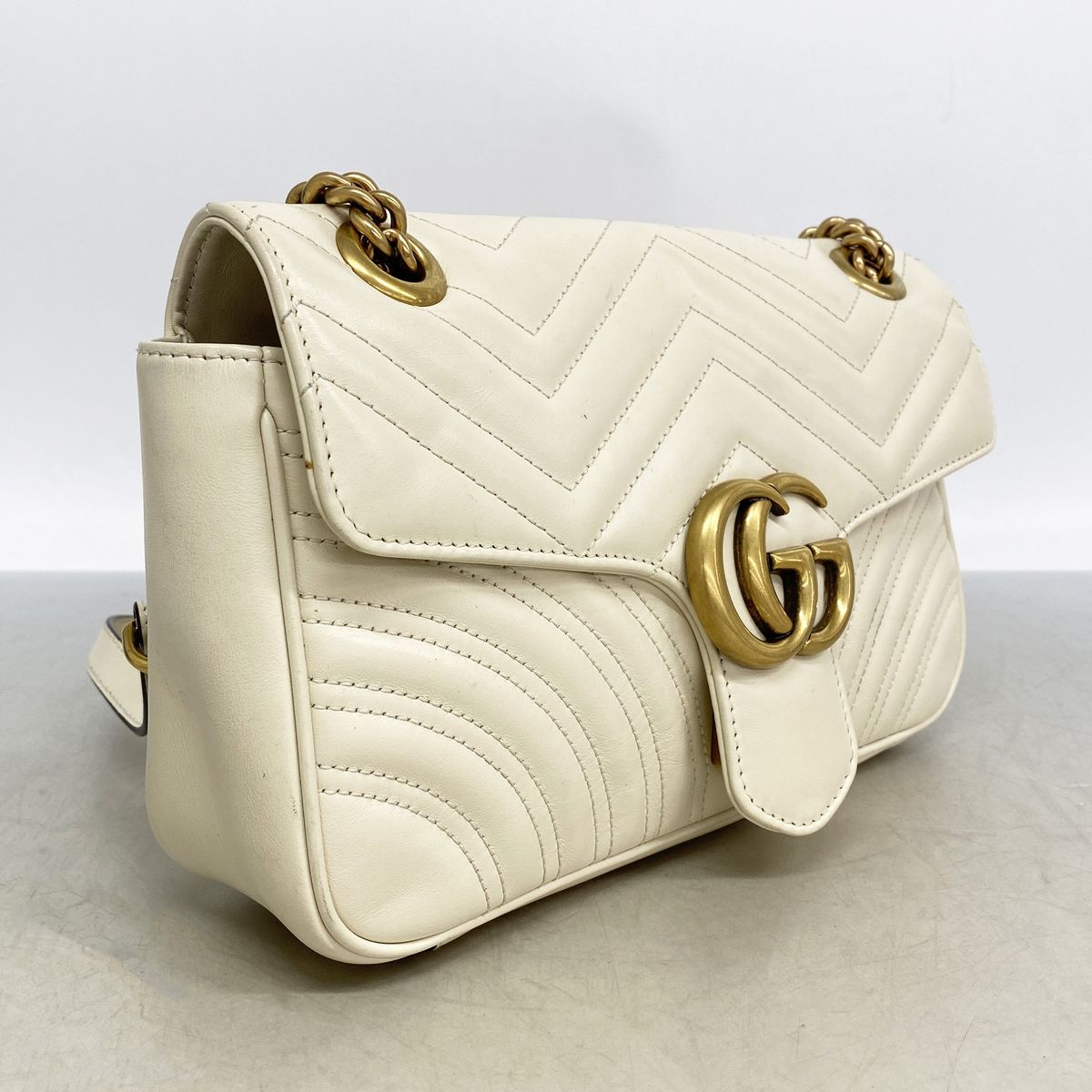 Gucci Shoulder Bag GG Marmont Leather Ivory Gold — view 2