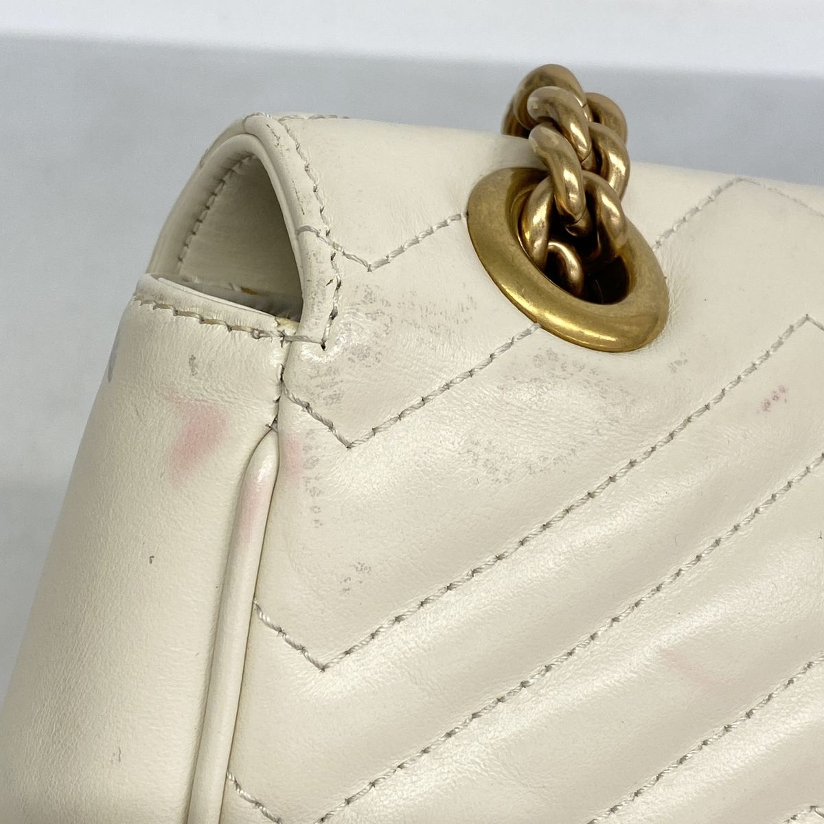 Gucci Shoulder Bag GG Marmont Leather Ivory Gold — view 6