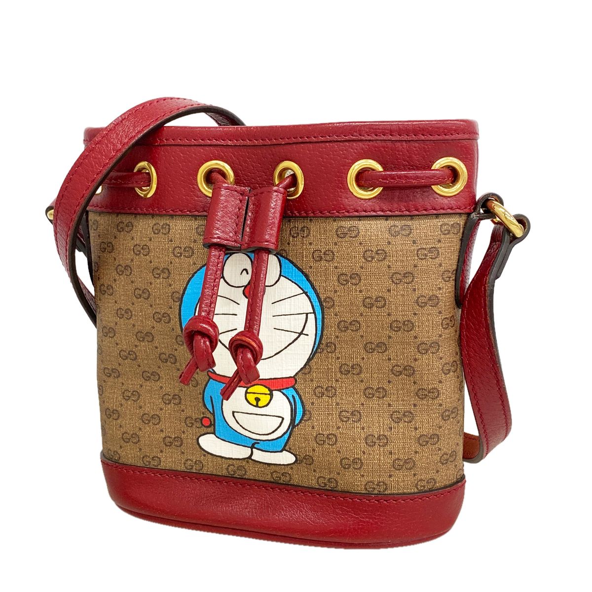 Gucci Shoulder Bag Doraemon Bordeaux Brown Gold