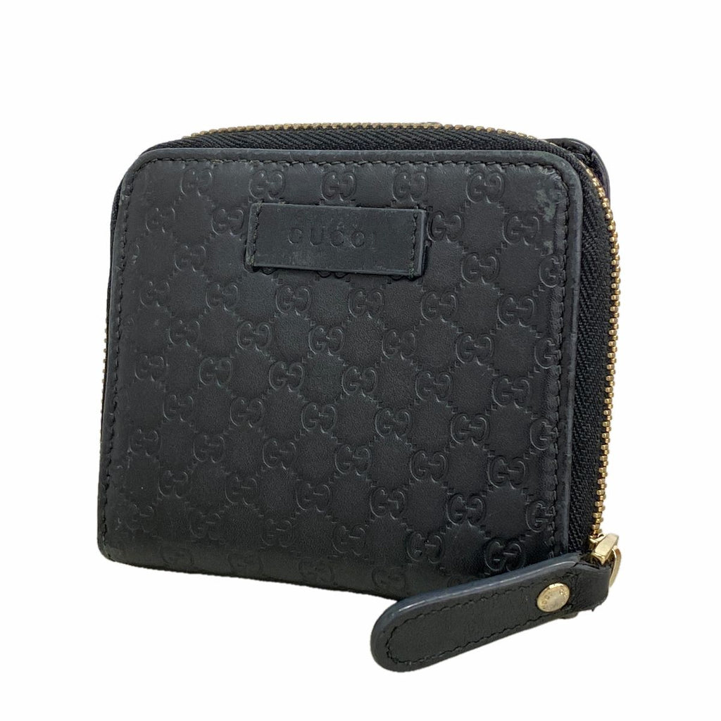 Gucci Wallet Micro Guccissima Leather Black Champagne Gold