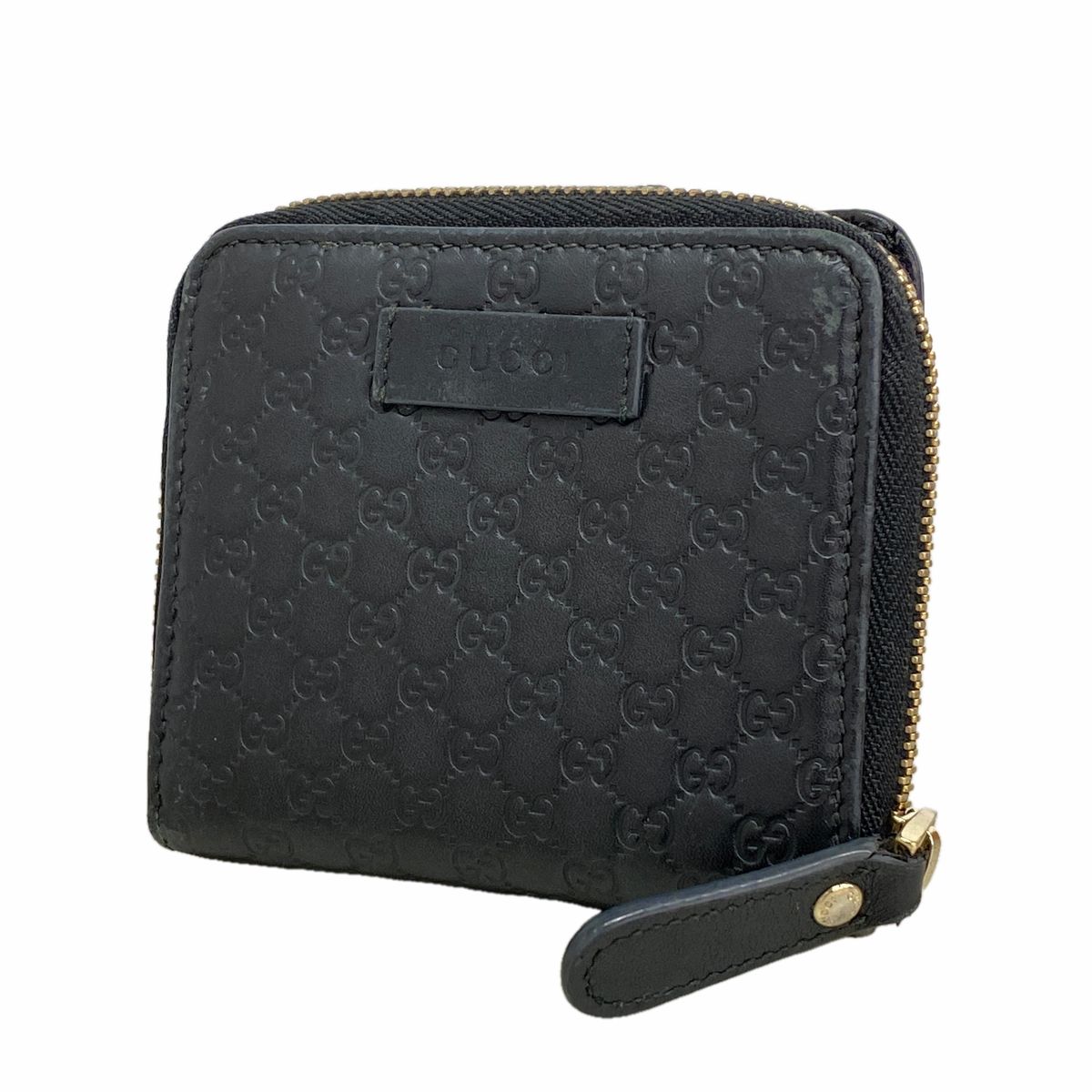 Gucci Wallet Micro Guccissima Leather Black Champagne Gold