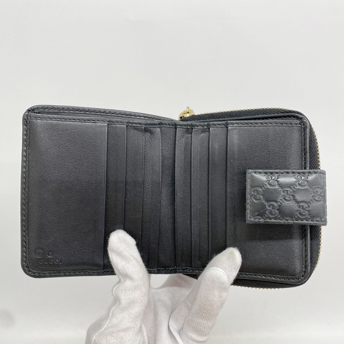 Gucci Wallet Micro Guccissima Leather Black Champagne Gold — view 3