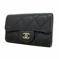 Chanel Key Case Quilted Lambskin Black Silver Key Holder