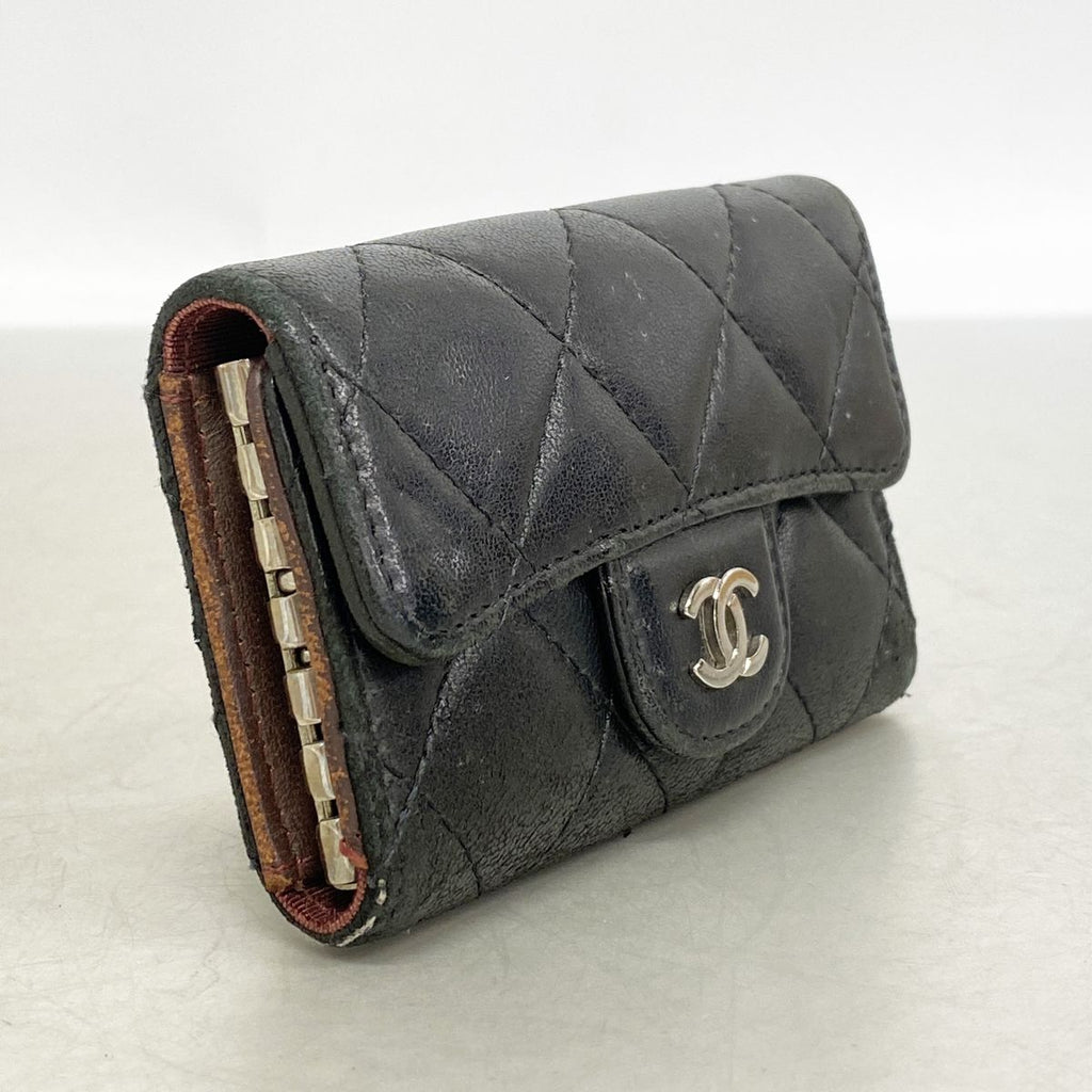 Chanel Key Case Quilted Lambskin Black Silver Key Holder — view 2