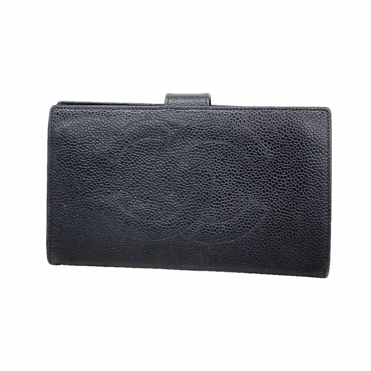 Chanel Wallet Caviar Leather Black Gold