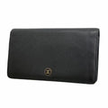 Chanel Wallet Coco Buttons Leather Black Gold
