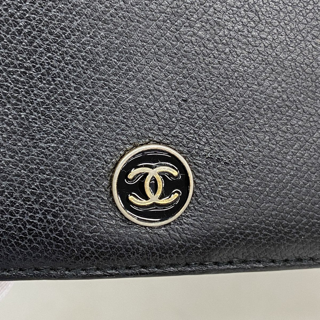 Chanel Wallet Coco Buttons Leather Black Gold — view 7