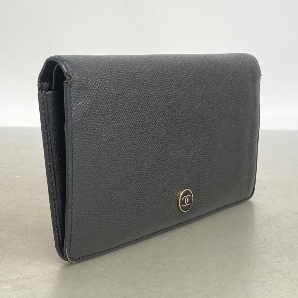 Chanel Wallet Coco Buttons Leather Black Gold — view 2