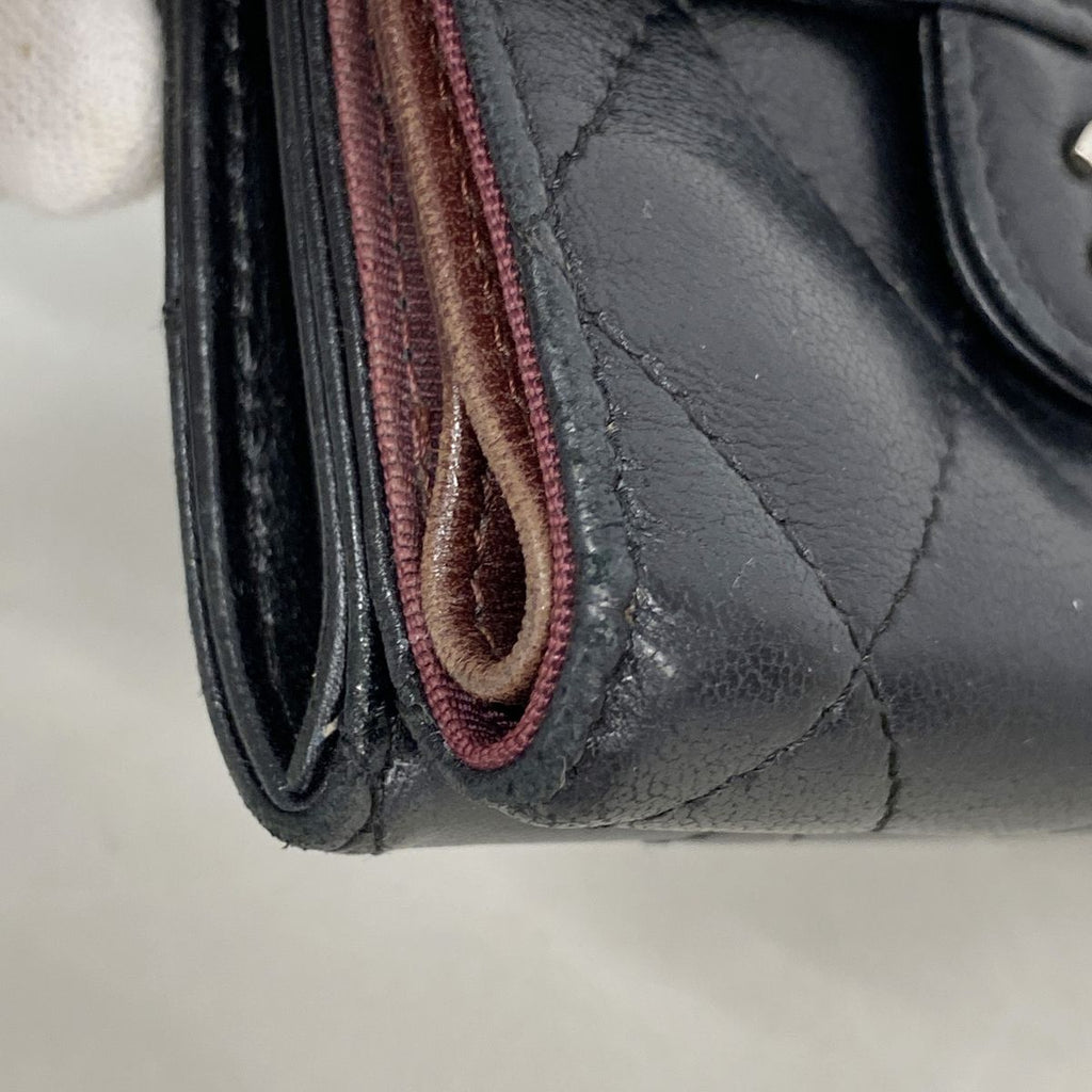 Chanel Trifold Wallet Quilted Lambskin Black Silver — view 6