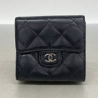 Chanel Trifold Wallet Quilted Lambskin Black Silver — view 7