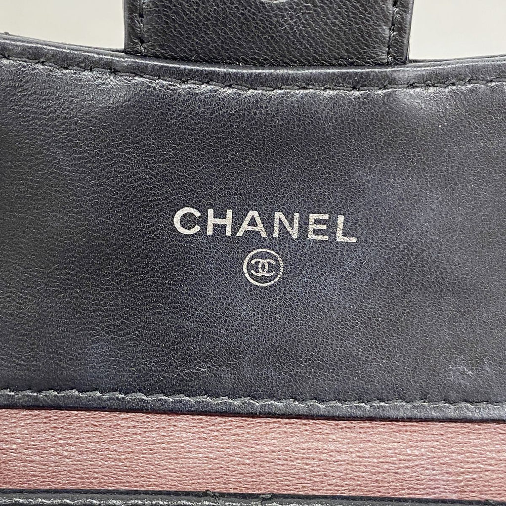 Chanel Trifold Wallet Quilted Lambskin Black Silver — view 4