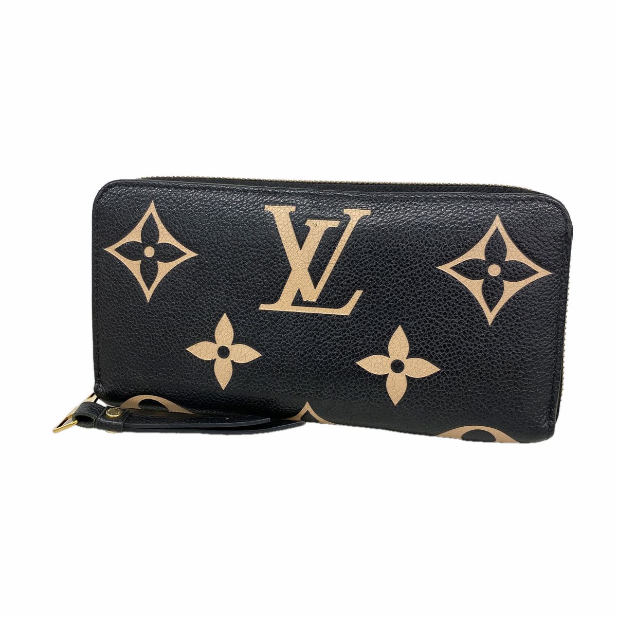 Louis Vuitton Wallet Monogram Empreinte Bicolor Zippy Black Beige