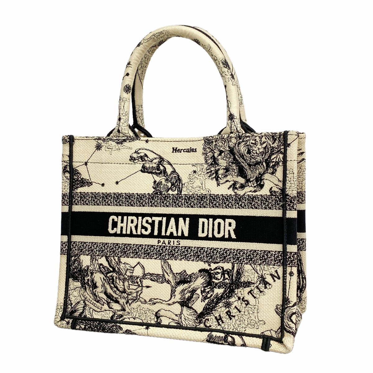 Dior Tote Bag Book Canvas White Black