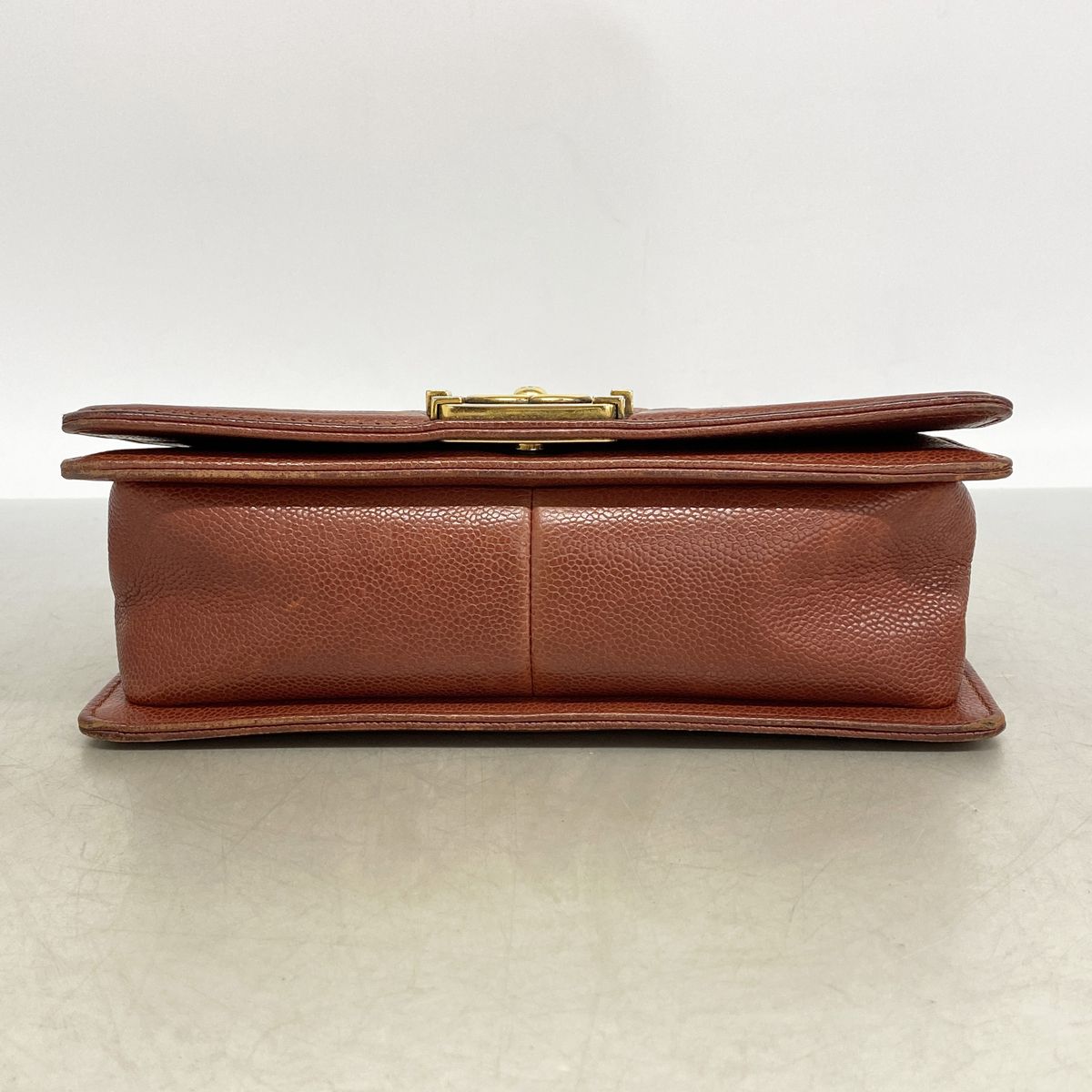 Chanel Shoulder Bag Boy Caviar Leather Brown Gold — view 3