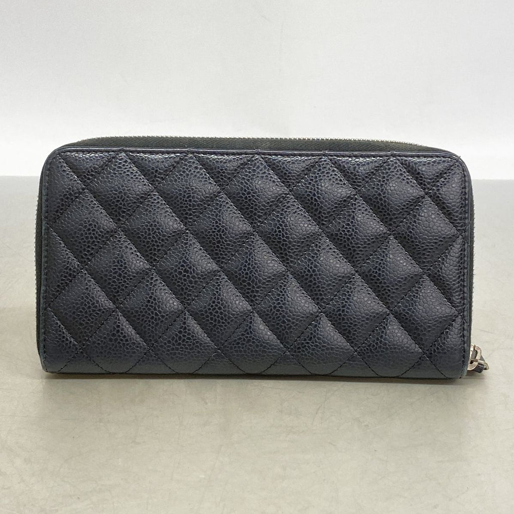 Chanel Wallet Quilted Caviar Leather Black Silver — view 8