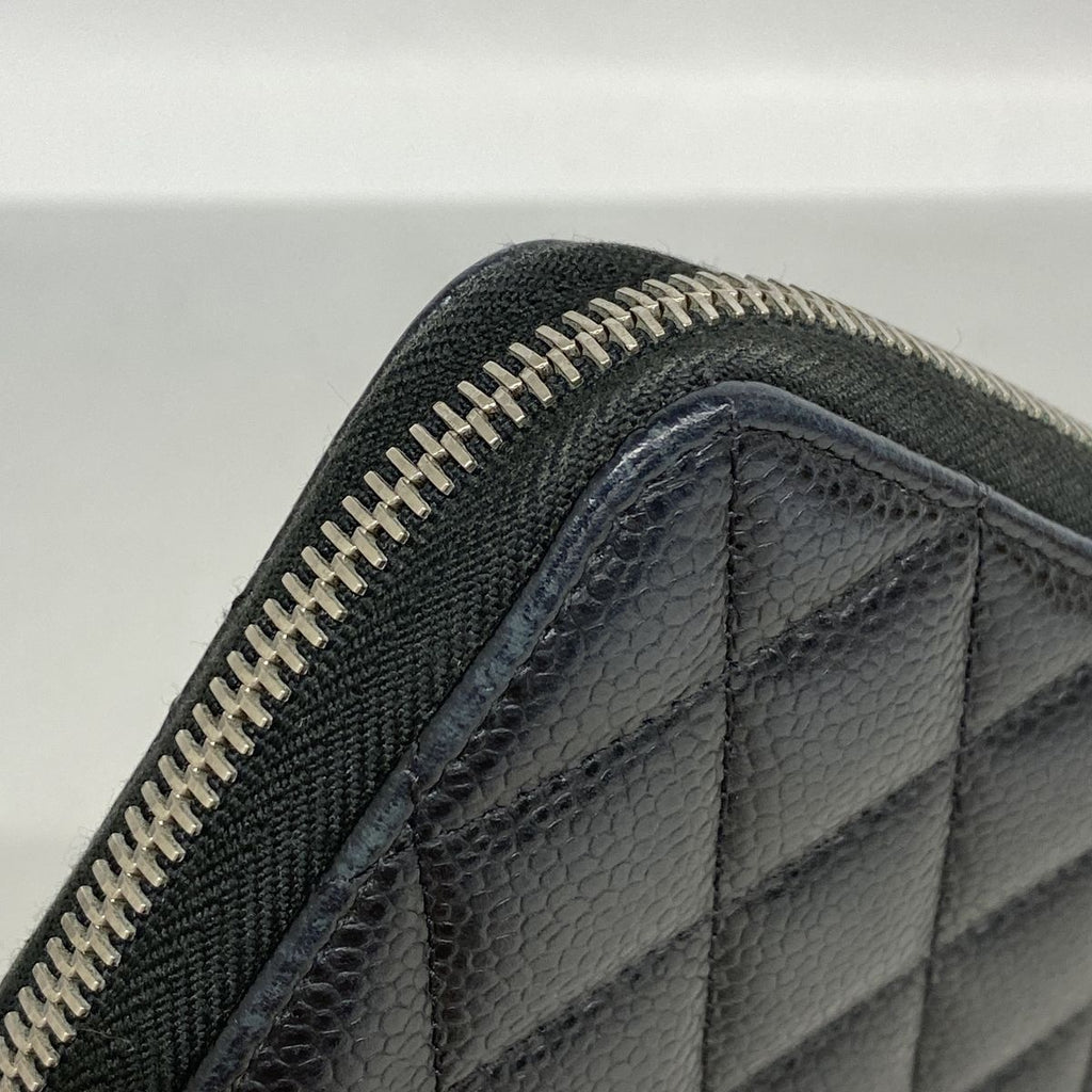 Chanel Wallet Quilted Caviar Leather Black Silver — view 6