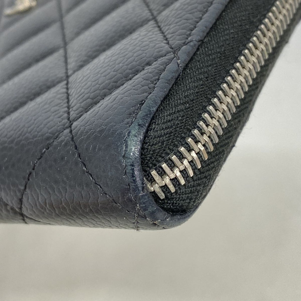 Chanel Wallet Quilted Caviar Leather Black Silver — view 5