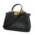 Fendi Handbag Micro Peekaboo Leather Black Gold 2-Way Bag