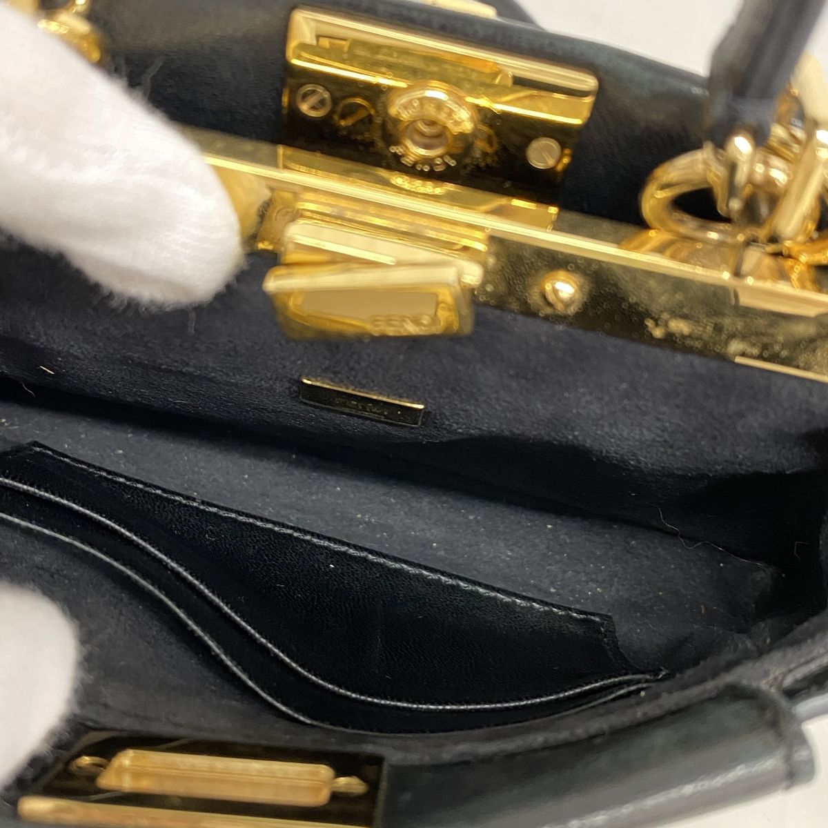 Fendi Handbag Micro Peekaboo Leather Black Gold 2-Way Bag — view 4