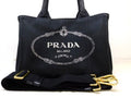 Prada Canapa Mini 2-Way Tote Bag Canvas Black