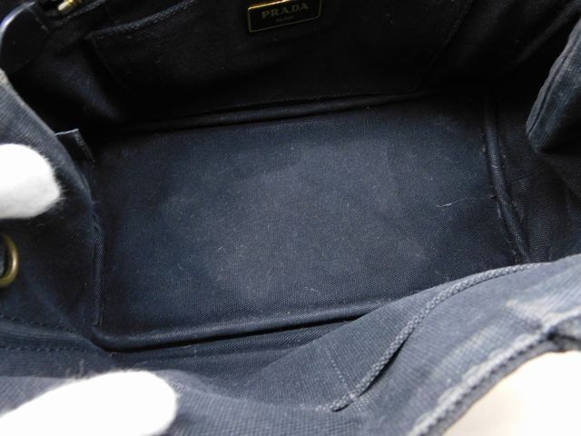Prada Canapa Mini 2-Way Tote Bag Canvas Black — view 5