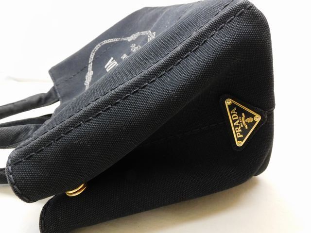 Prada Canapa Mini 2-Way Tote Bag Canvas Black — view 4