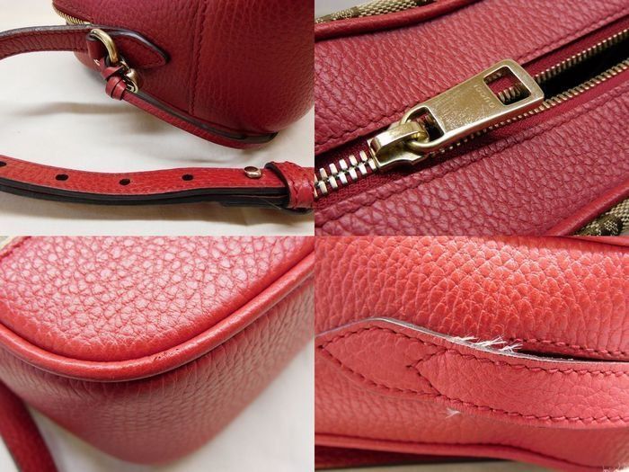 Gucci GG Canvas Leather Shoulder Bag Beige Red — view 5