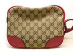 Gucci GG Canvas Leather Shoulder Bag Beige Red