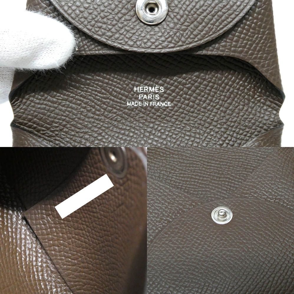 Hermes Bastia Ecorse Epsom Coin Purse Brown — view 8